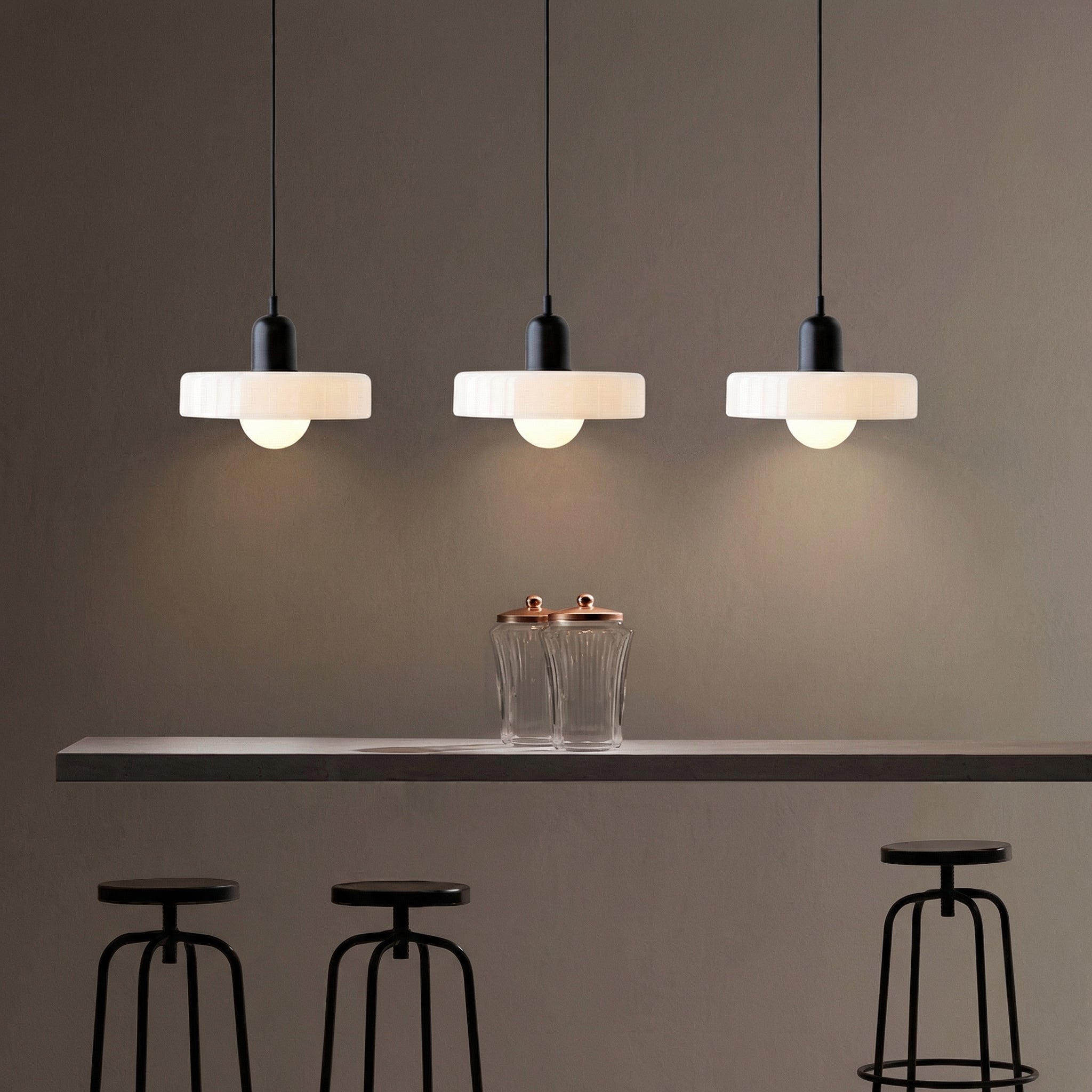 3-Head Bauhaus Colored Glass Pendant Light
