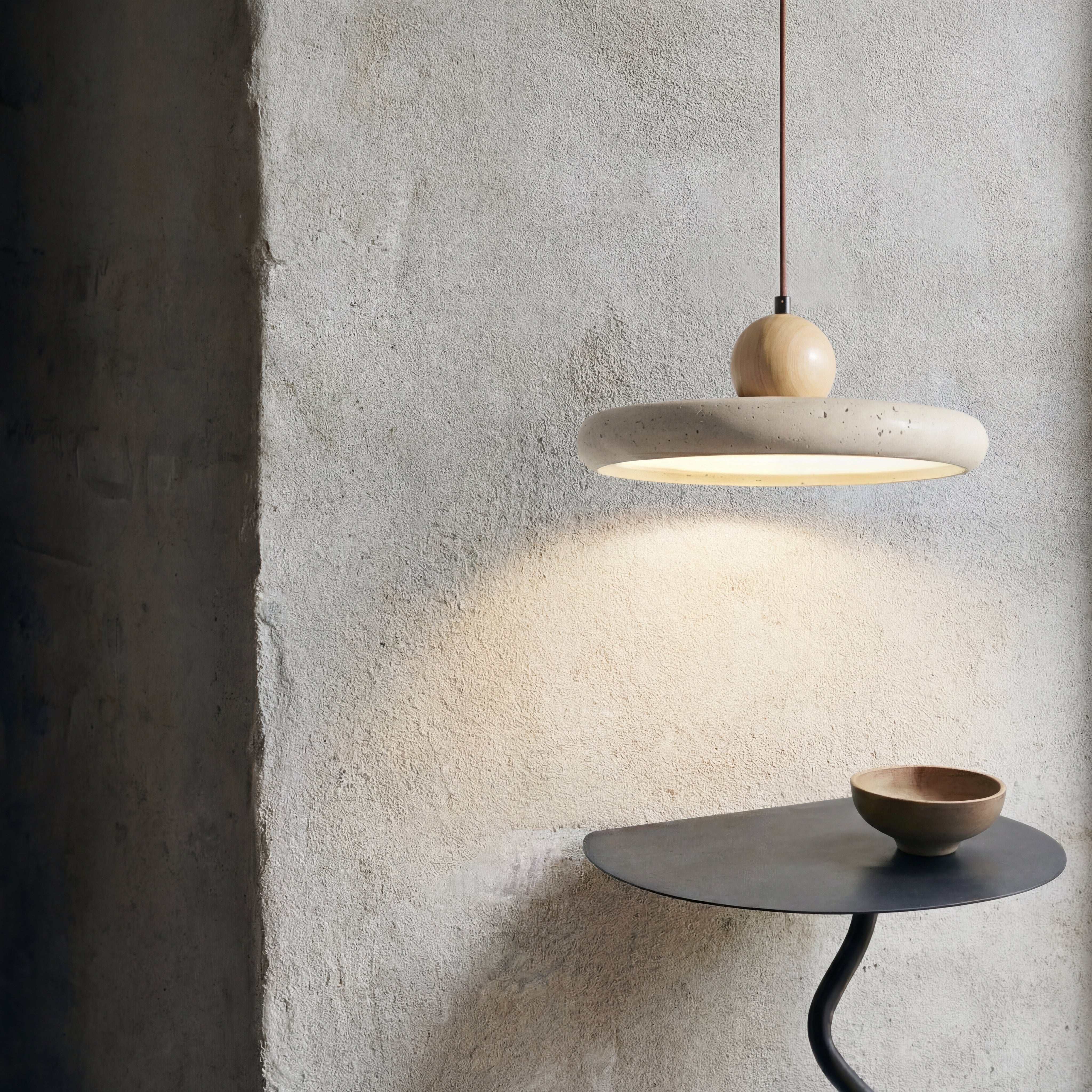 Travertine Wood Pendant Light