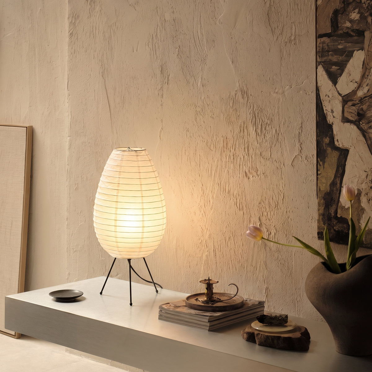 Bordlampe i rispapir