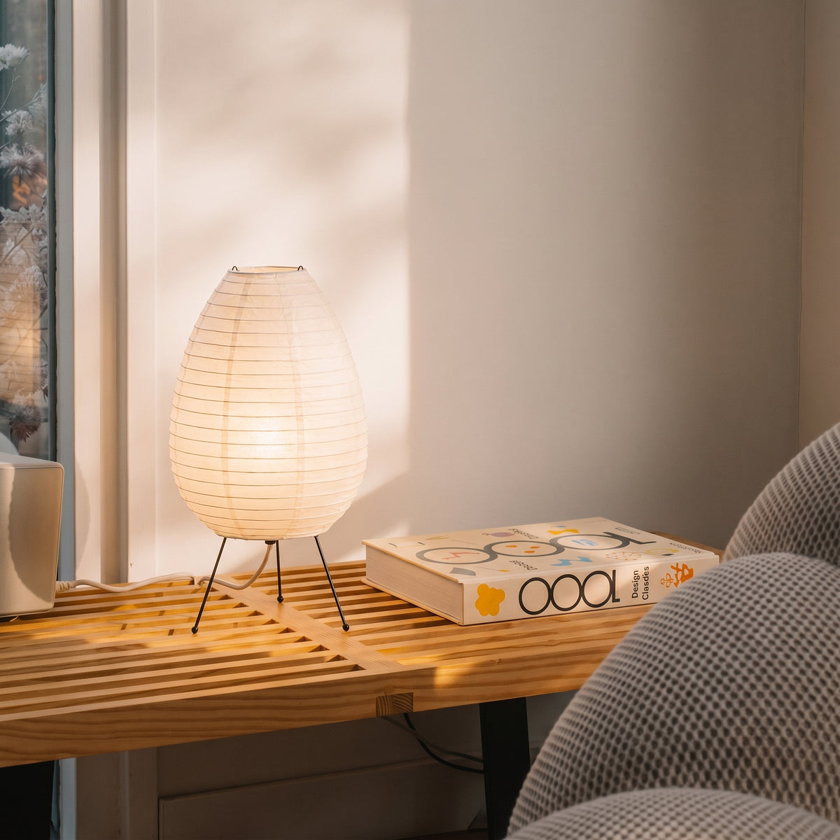 Bordlampe i rispapir