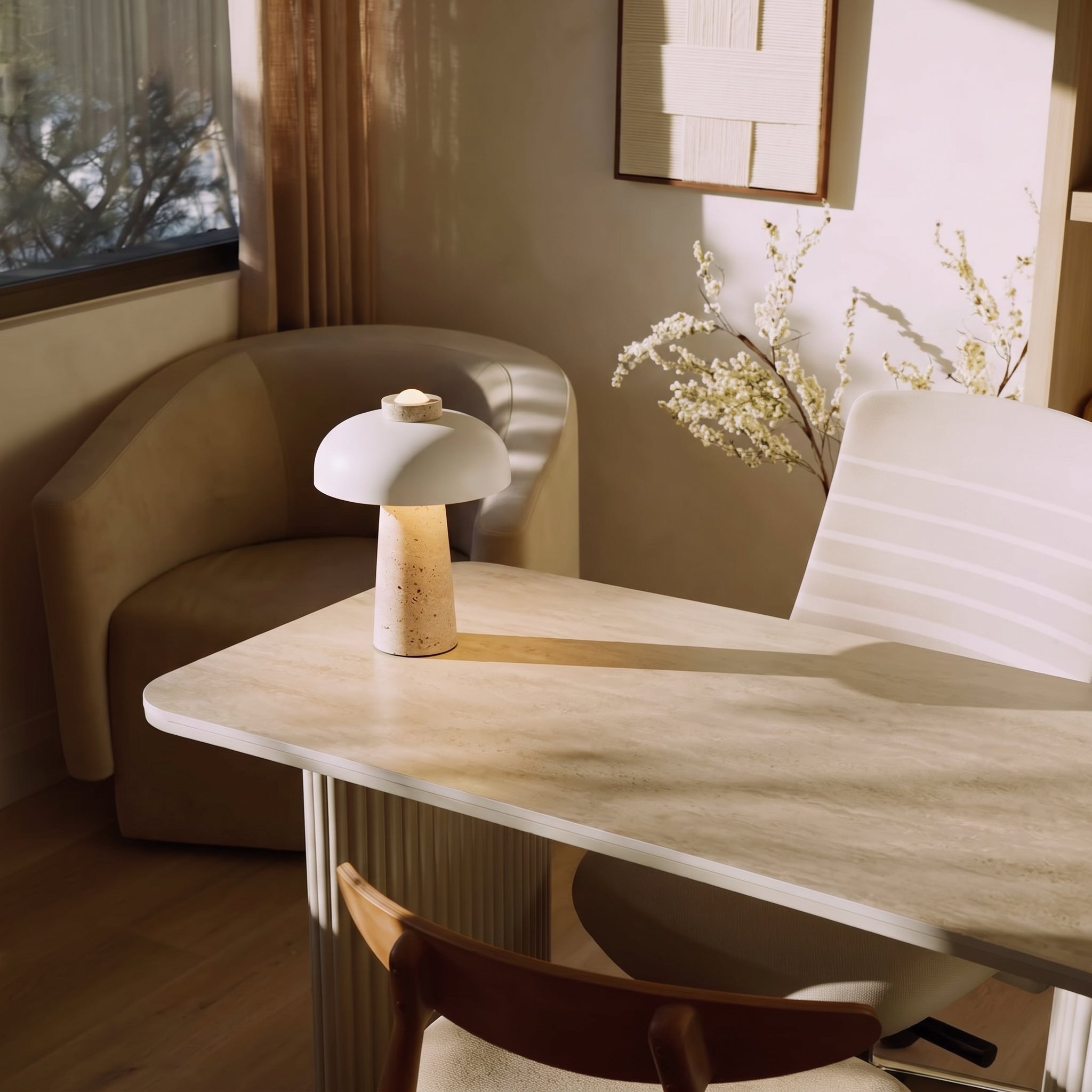 Travertine Designer Table Lamp