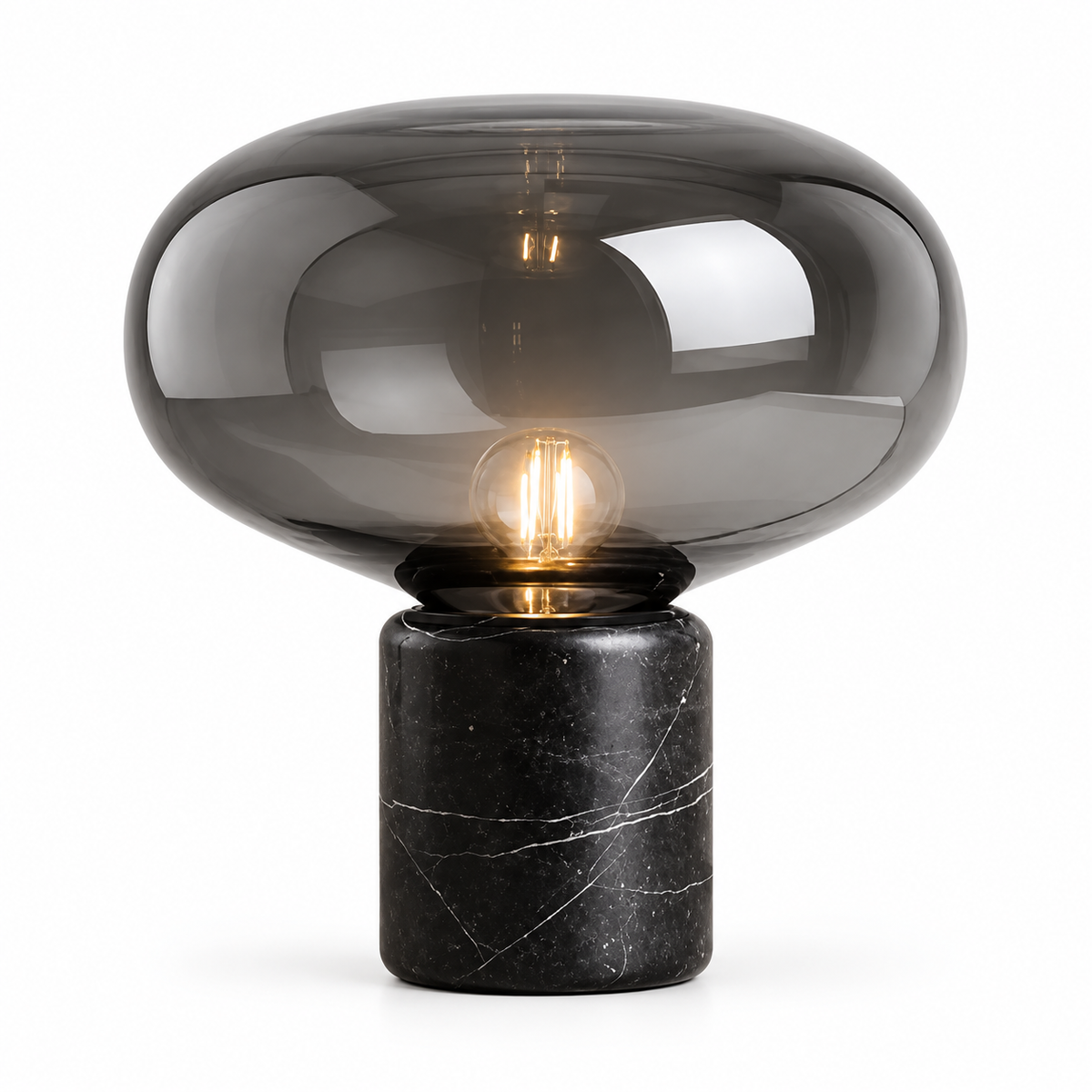 Lampe à poser Avorio en marbre noir et verre
