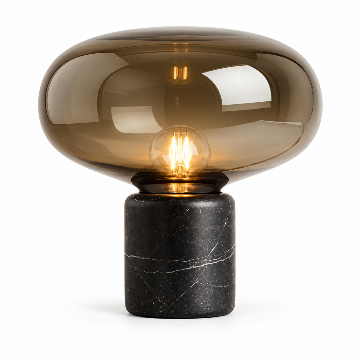 Lampe à poser Avorio en marbre noir et verre