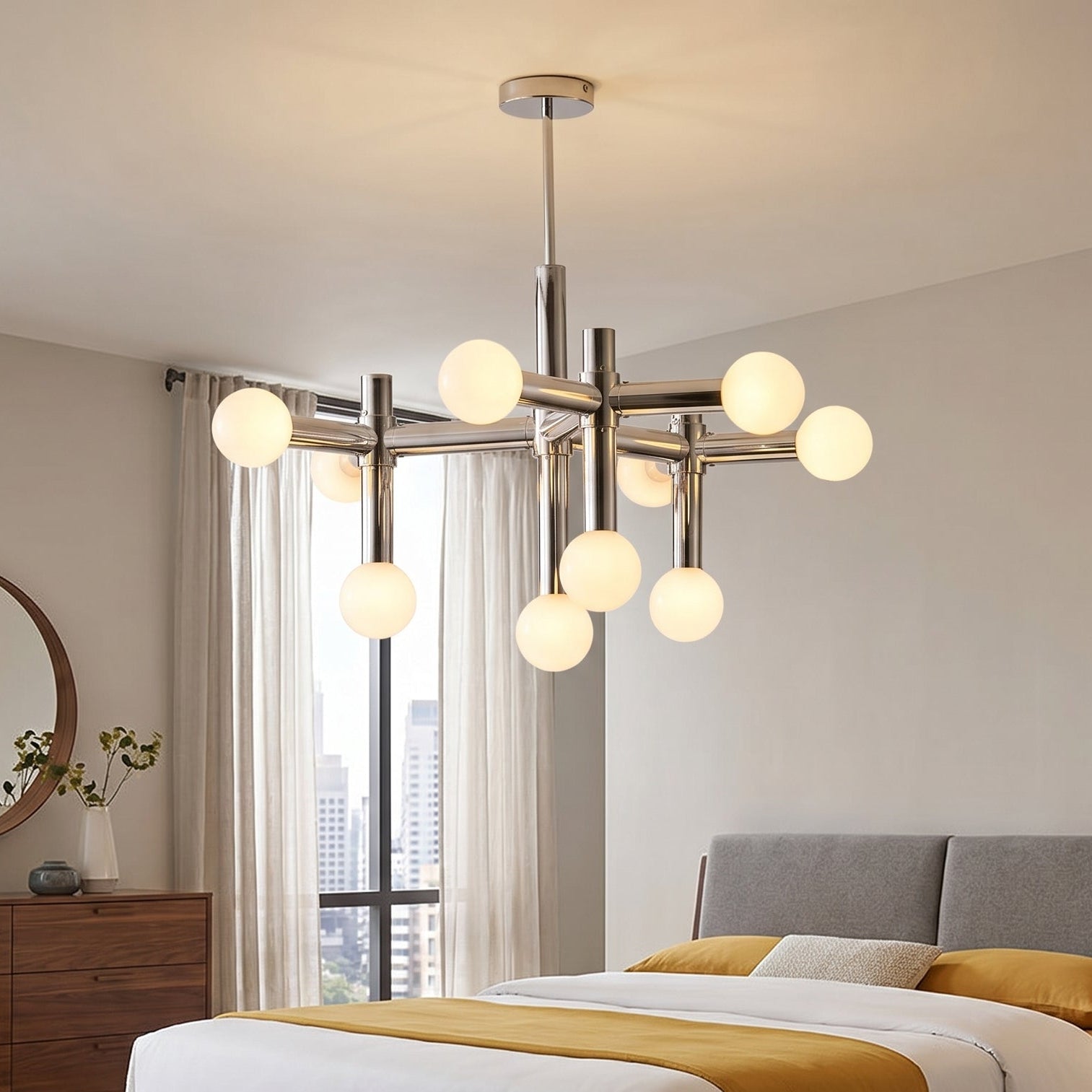 Metalowy żyrandol w stylu Bauhaus