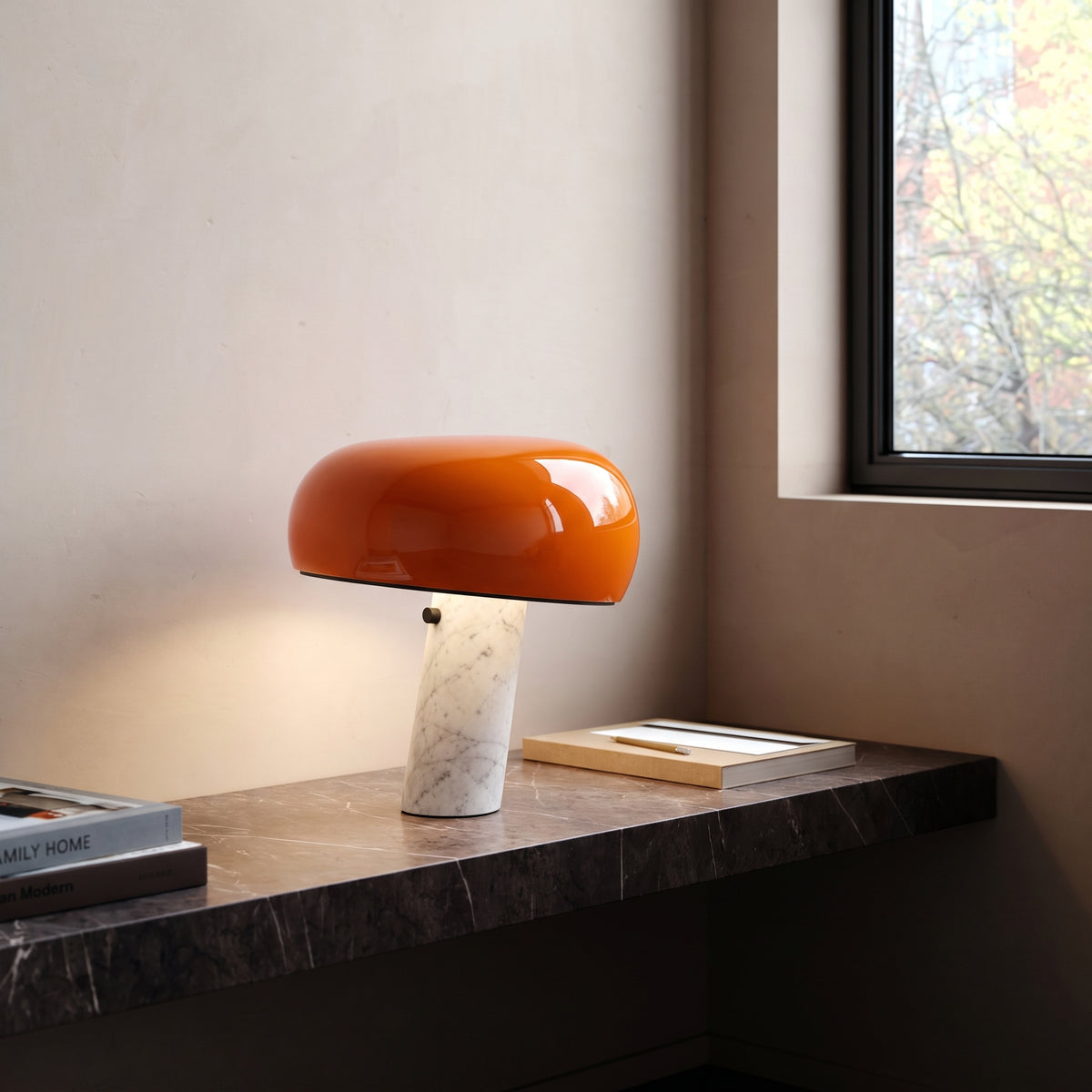 Lampe à poser Cupola en marbre blanc