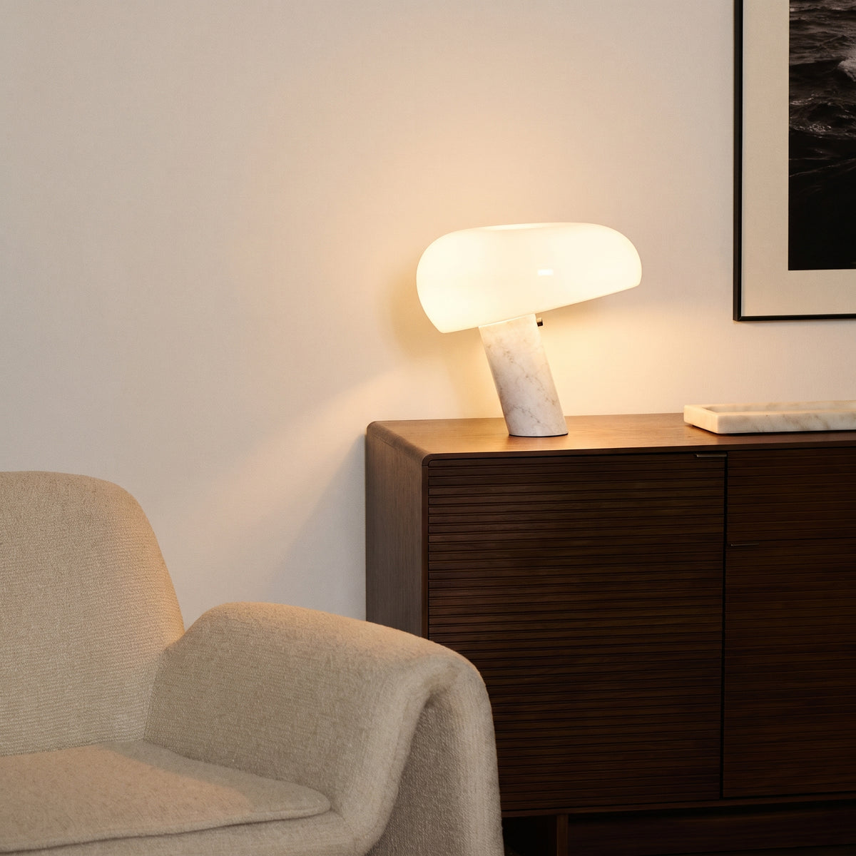 Lampe à poser Cupola en marbre blanc