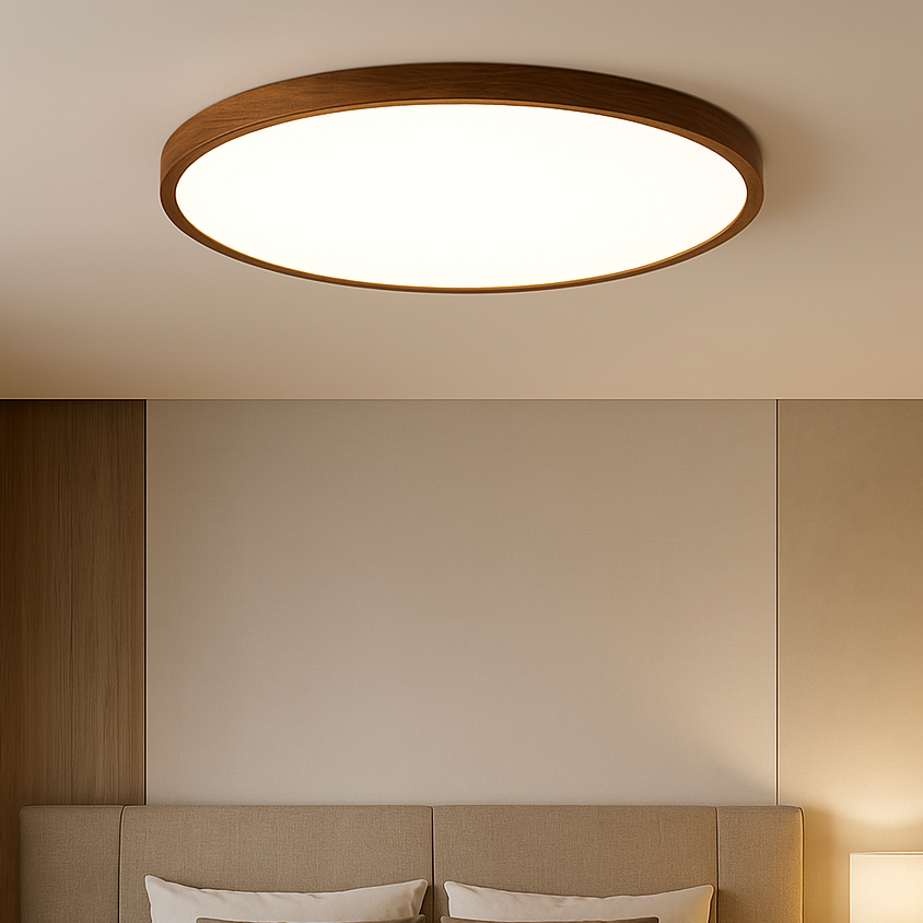 Lampada da soffitto con finitura in legno scuro