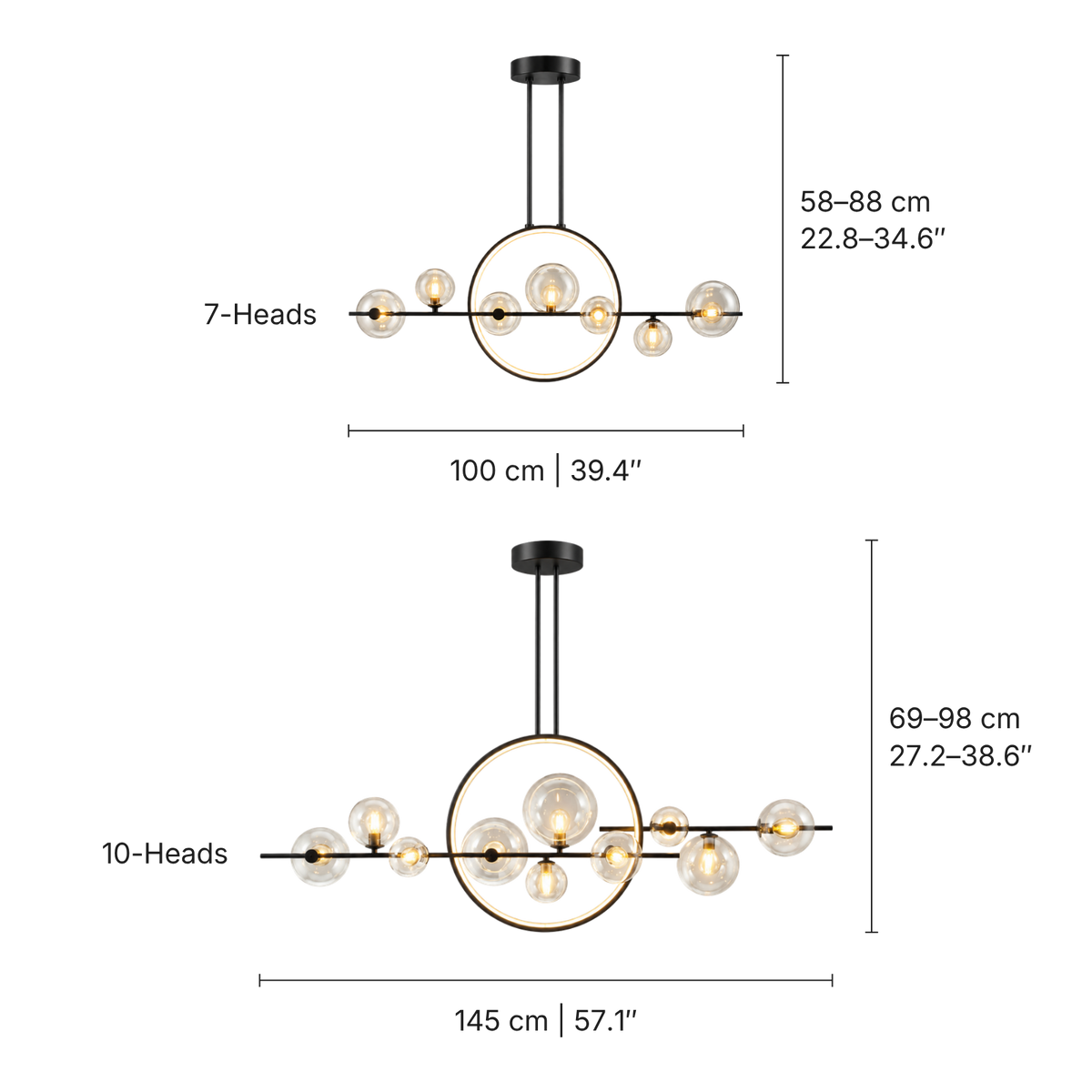 Suspension en verre Estola pour table de cuisine