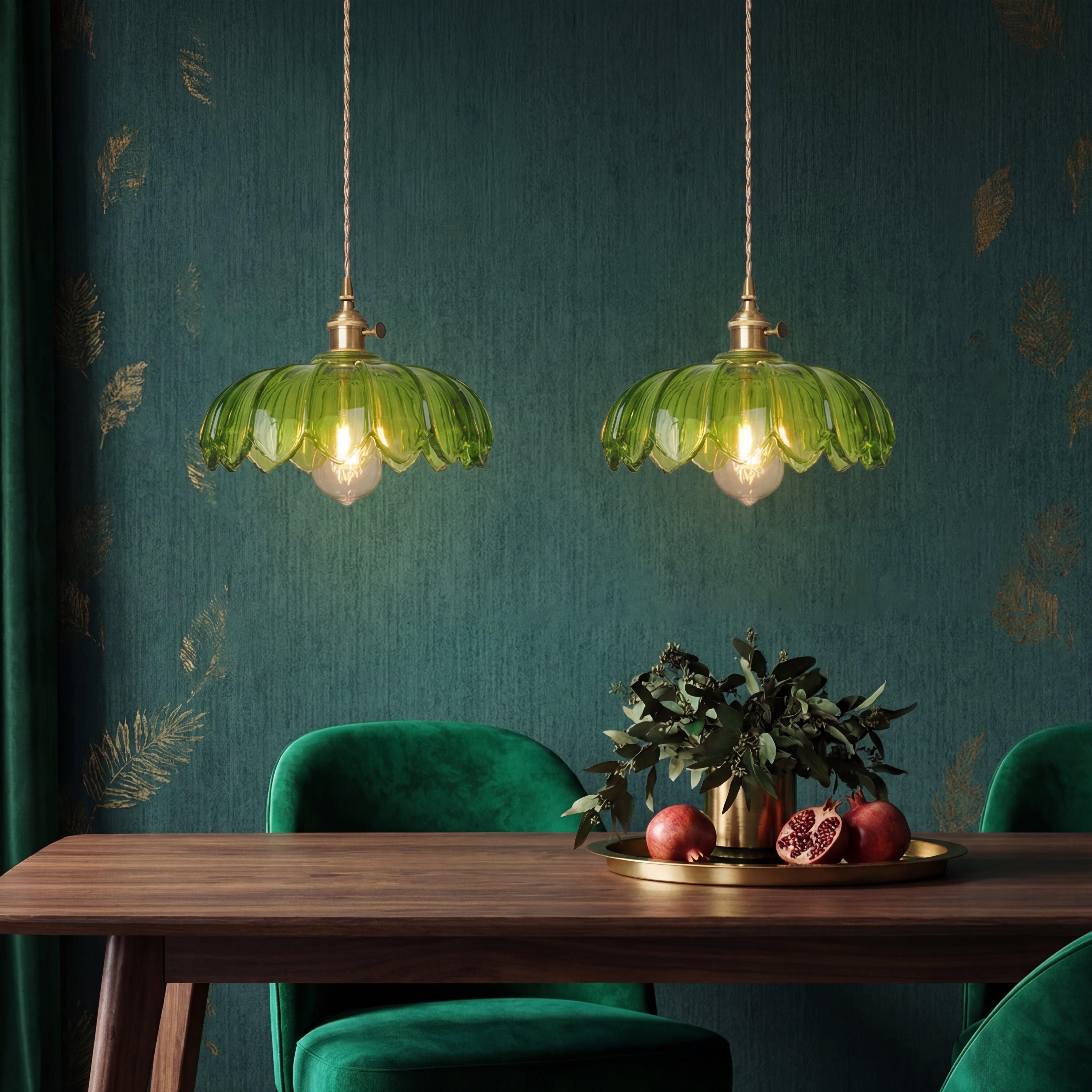 Pendellampe med glasblomst