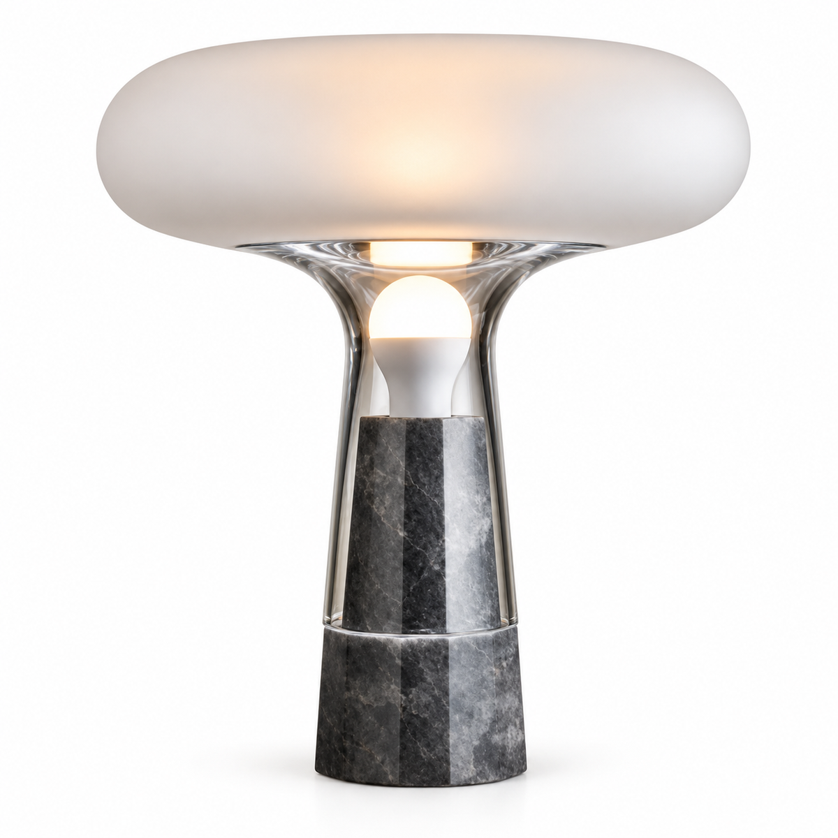 Lampe à poser en marbre gris et verre fumé