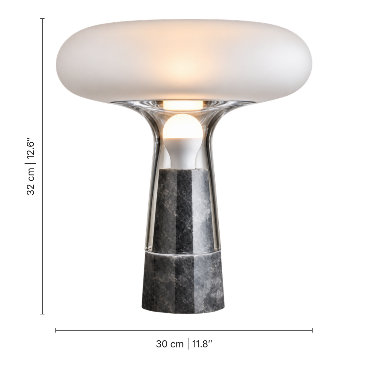 Lampe à poser en marbre gris et verre fumé