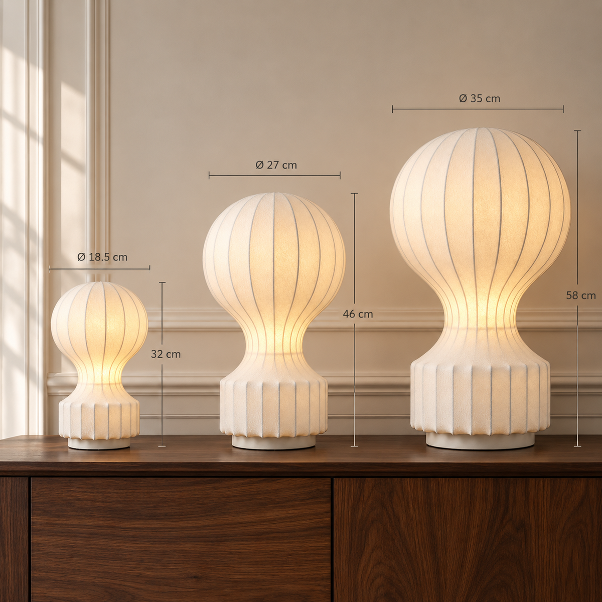 Lampada da tavolo in seta fatta a mano