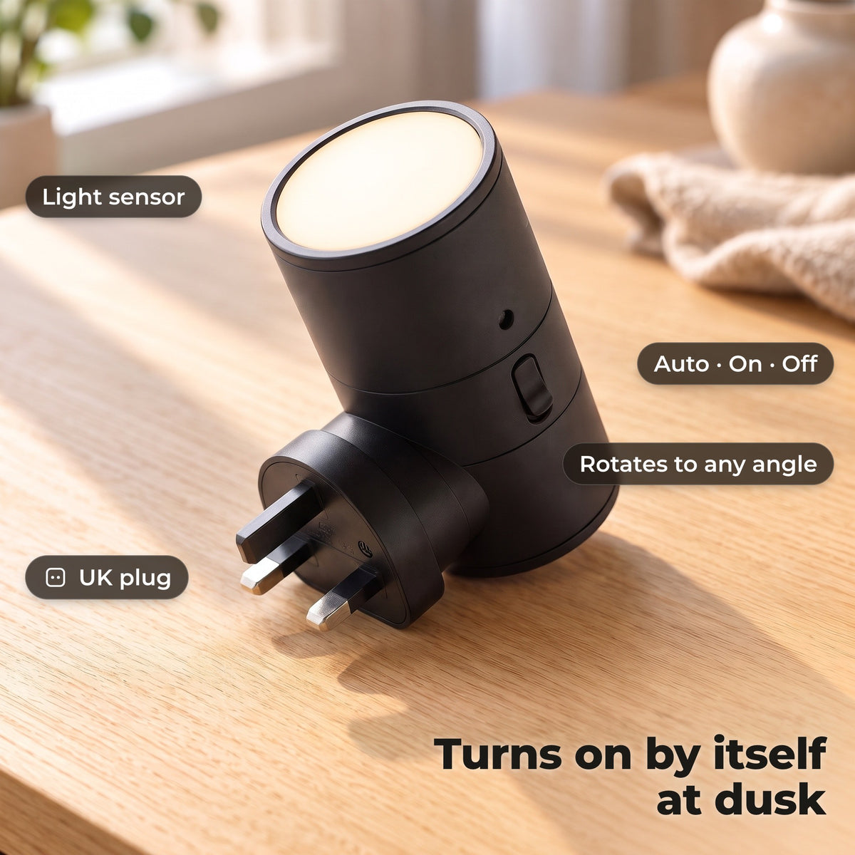 Looks like a wall light. Installs like a night light.