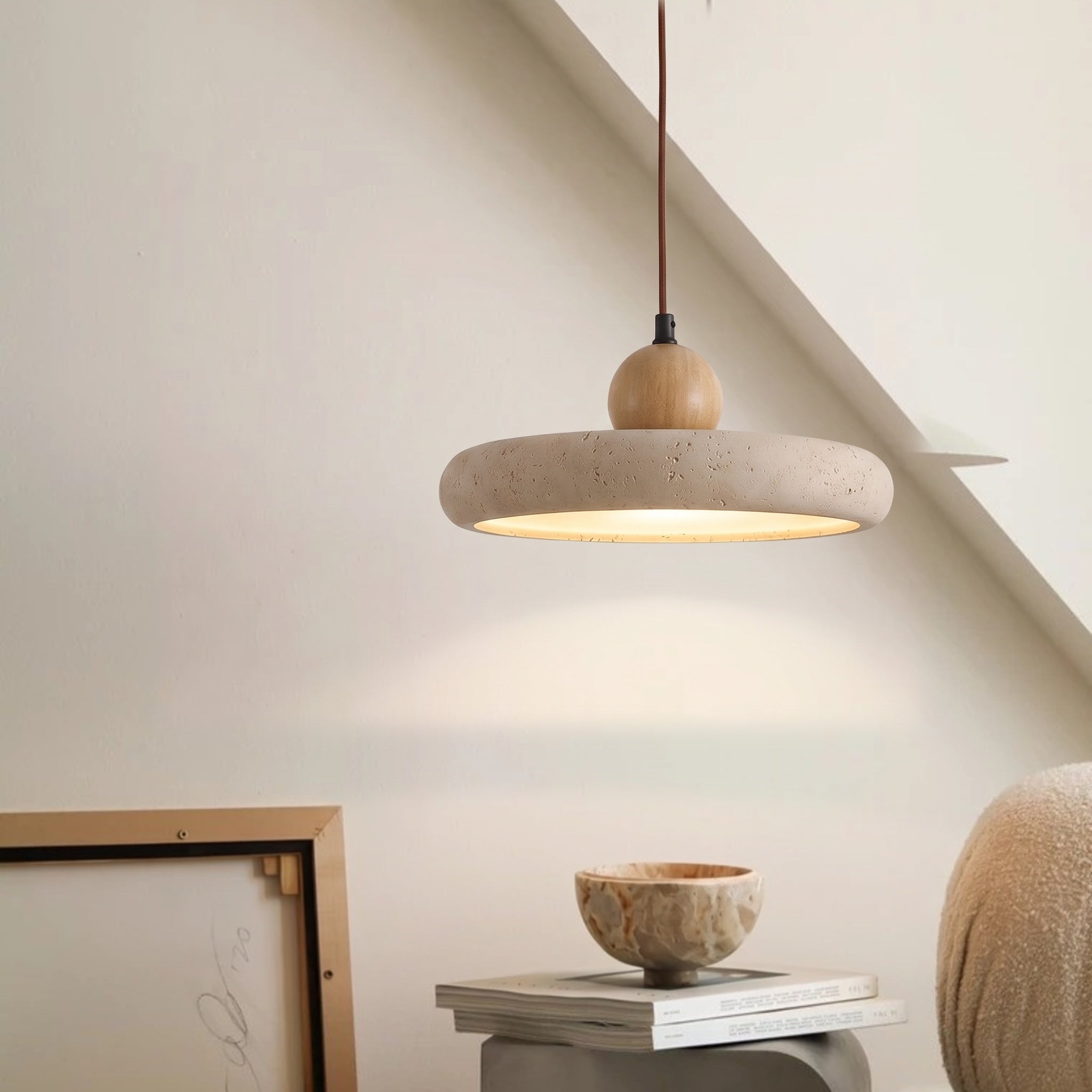Travertine Wood Pendant Light