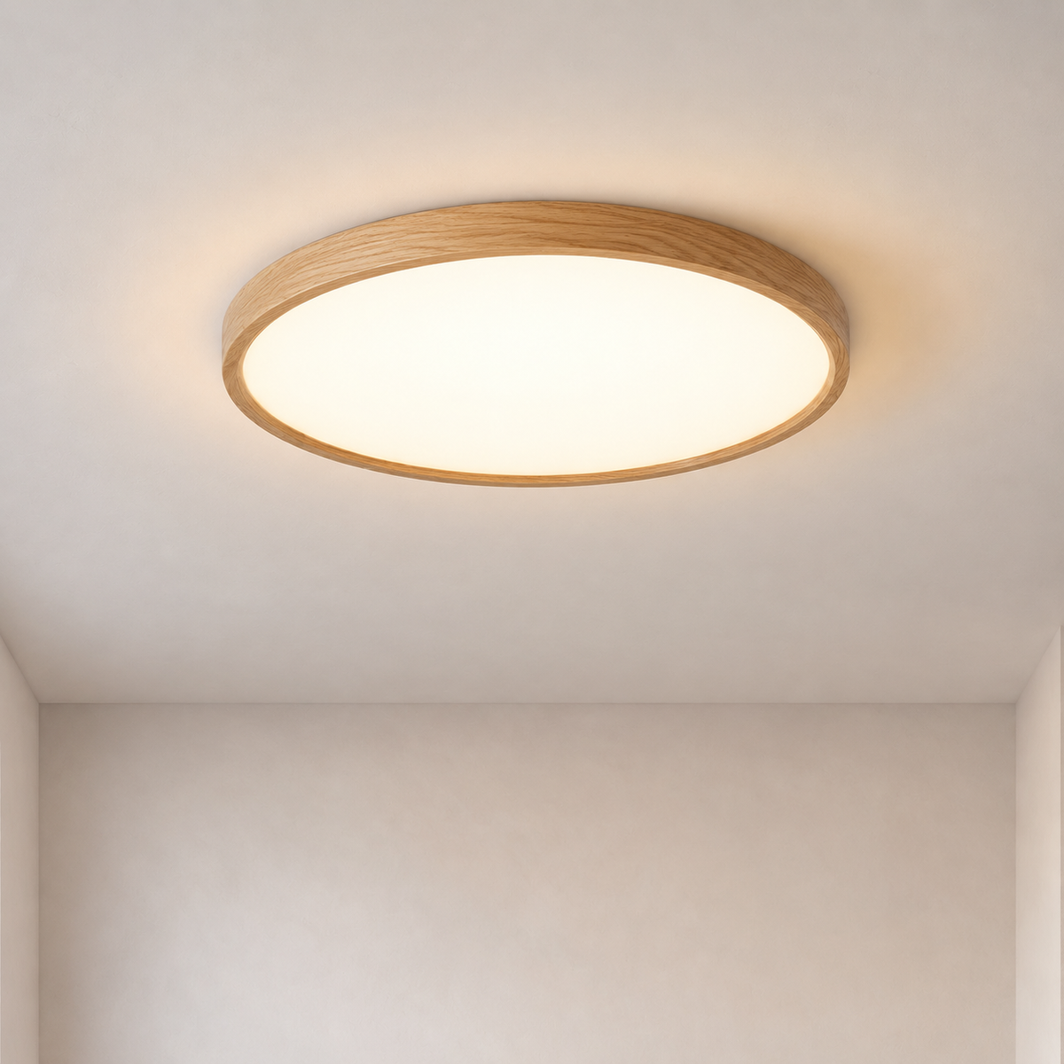Loftslampe i naturtræ, dæmpbar med fjernbetjening