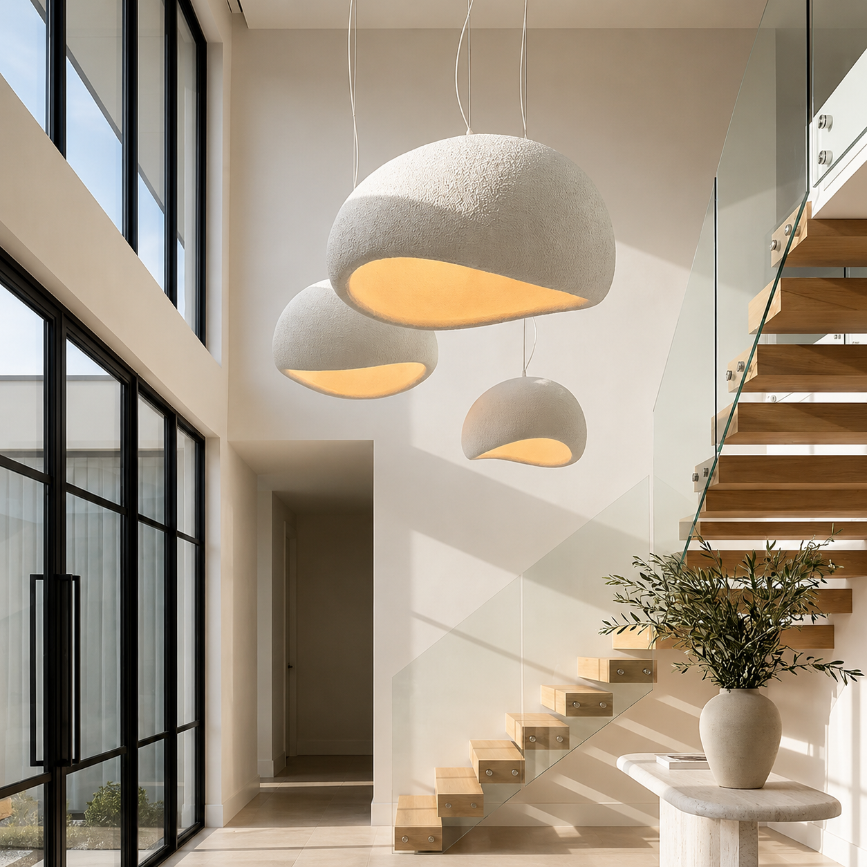 Lampa wisząca Lumi w stylu wabi-sabi