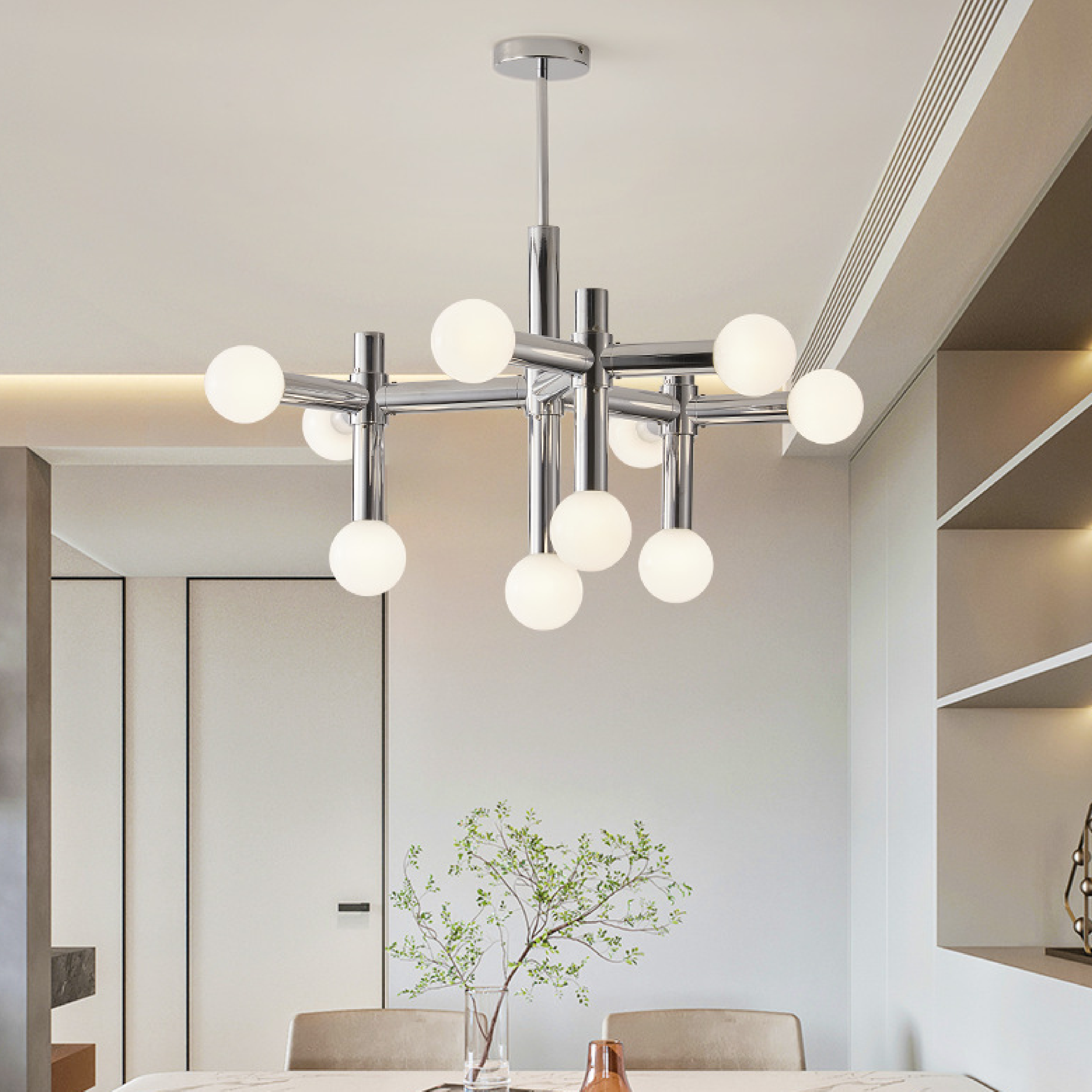 Metalowy żyrandol w stylu Bauhaus