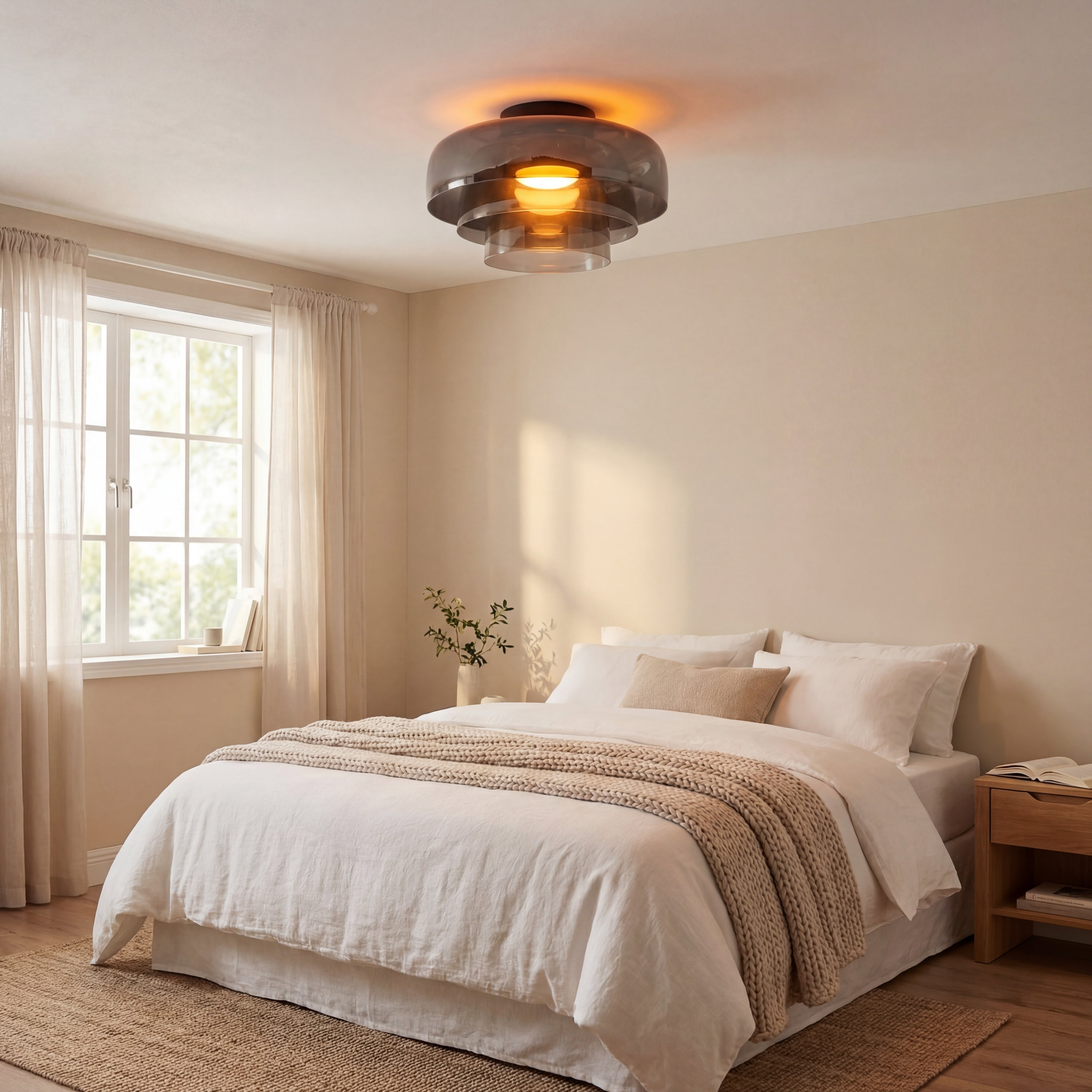 Nordisk Bauhaus-loftslampe i lagdelt glas