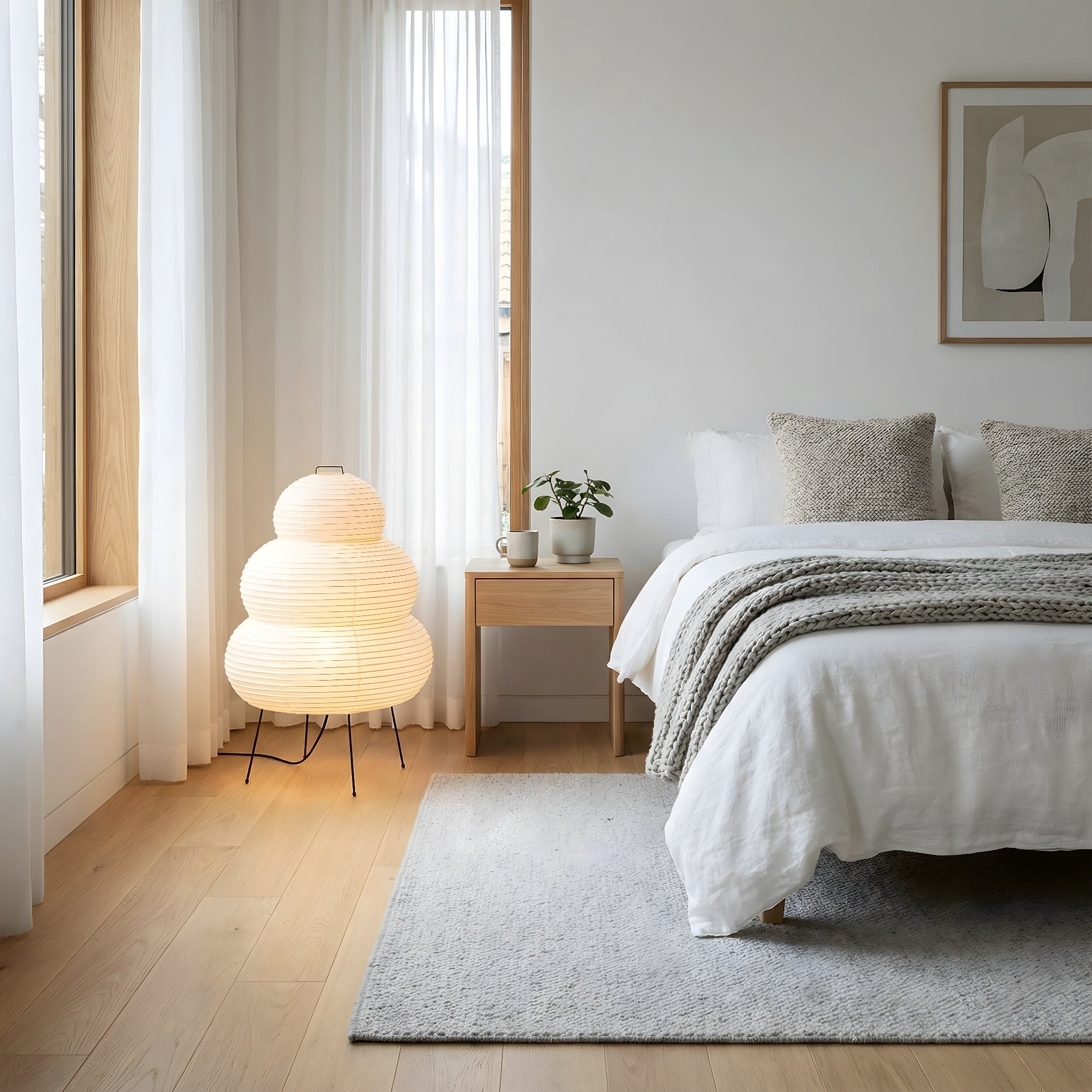 Lampe sur pied en papier de riz