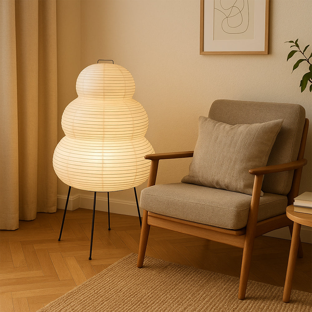 Lampa podłogowa z papieru ryżowego