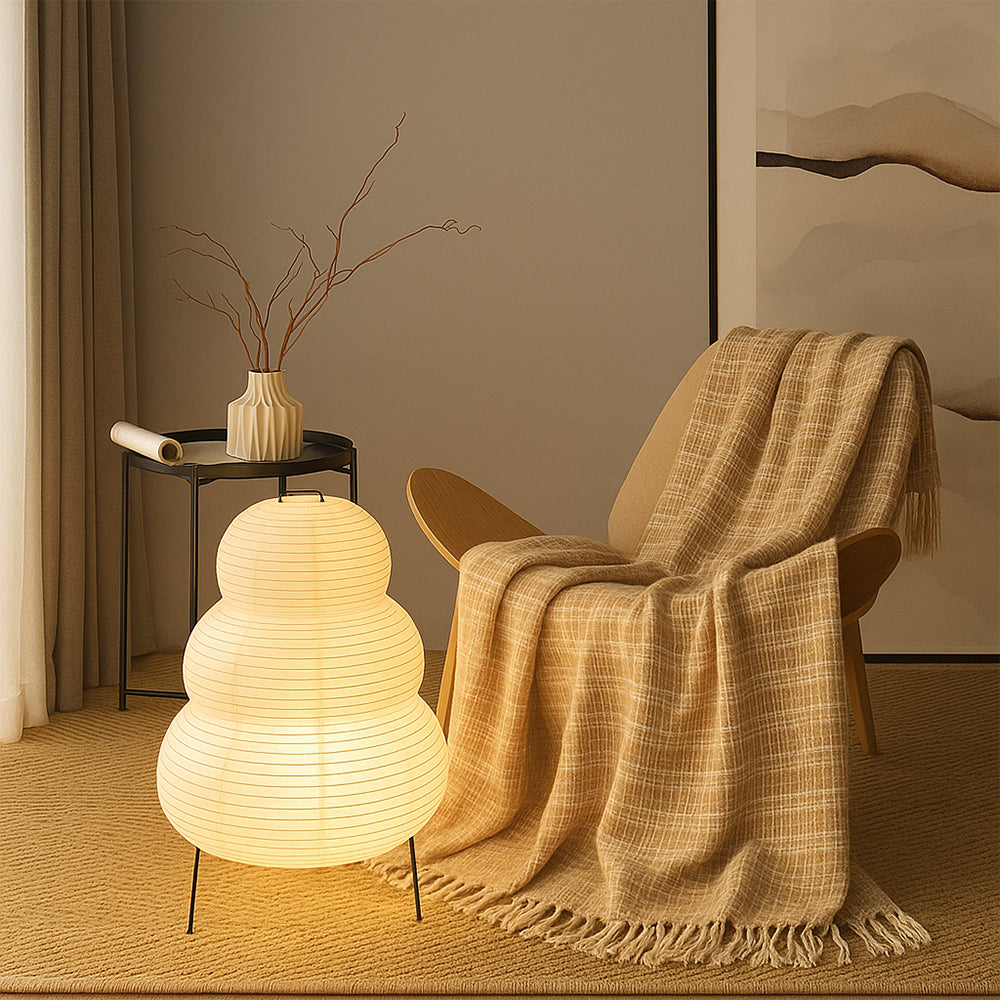 Lampa podłogowa z papieru ryżowego