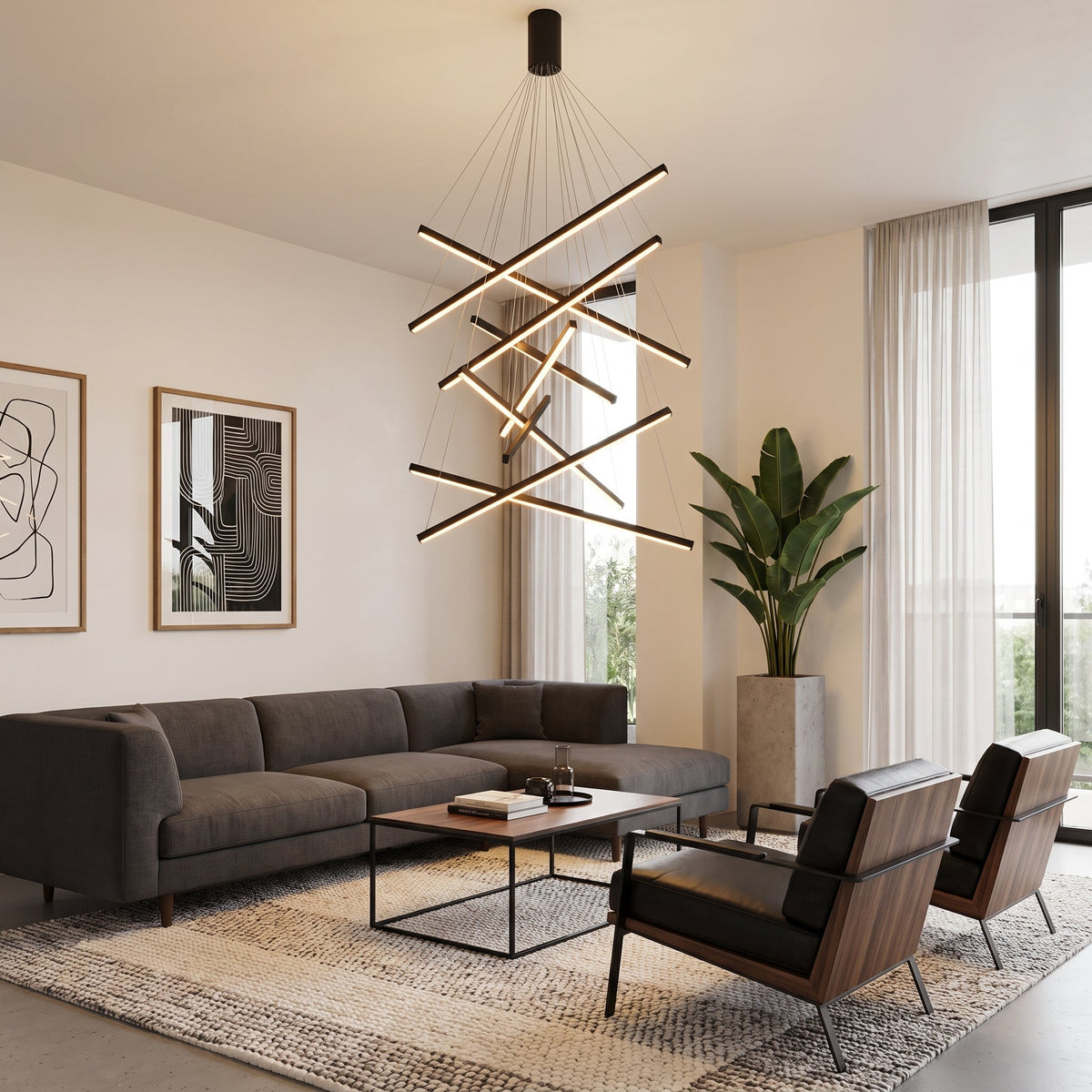 Lustre de cage d'escalier multi-barres