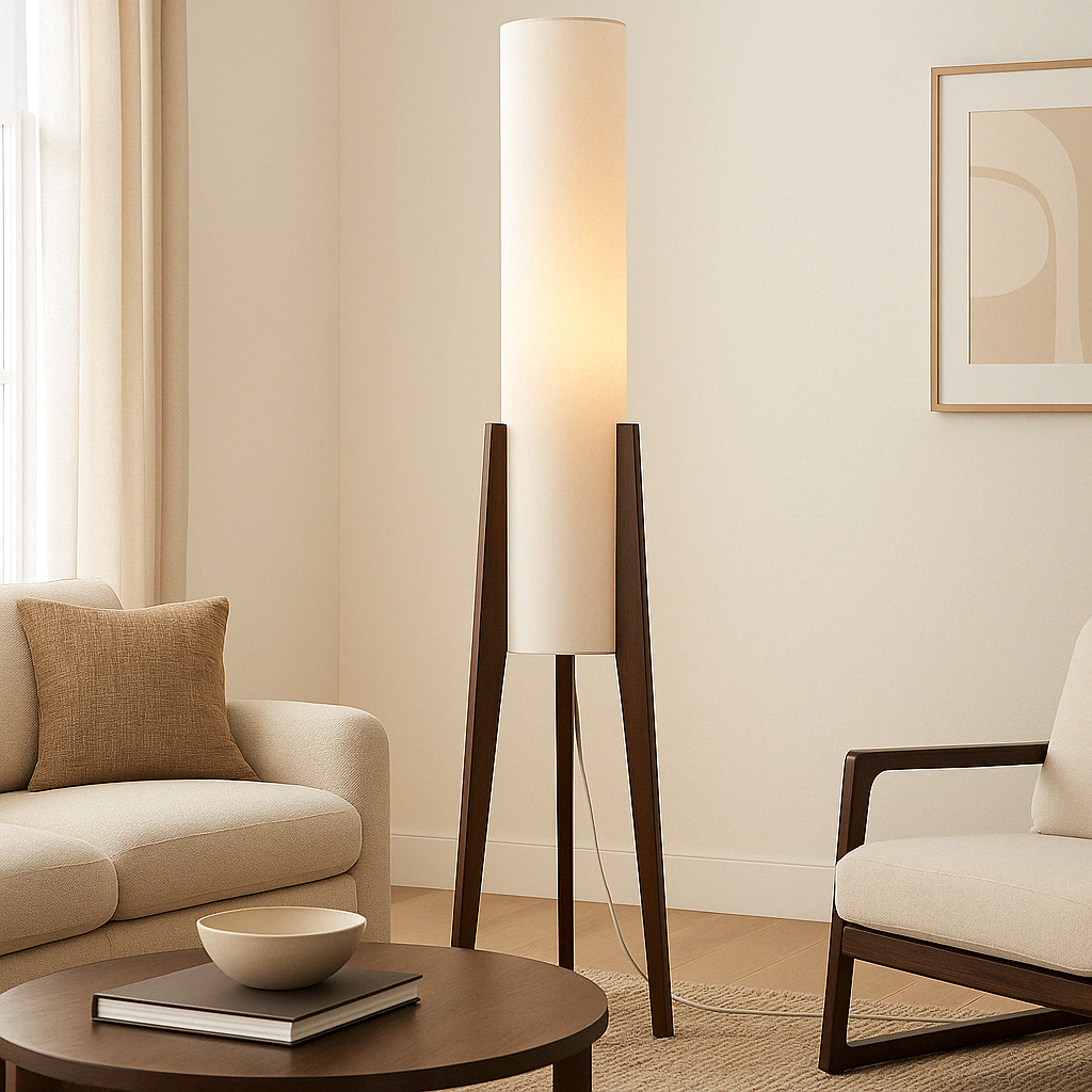 Lampa podłogowa z litego orzecha