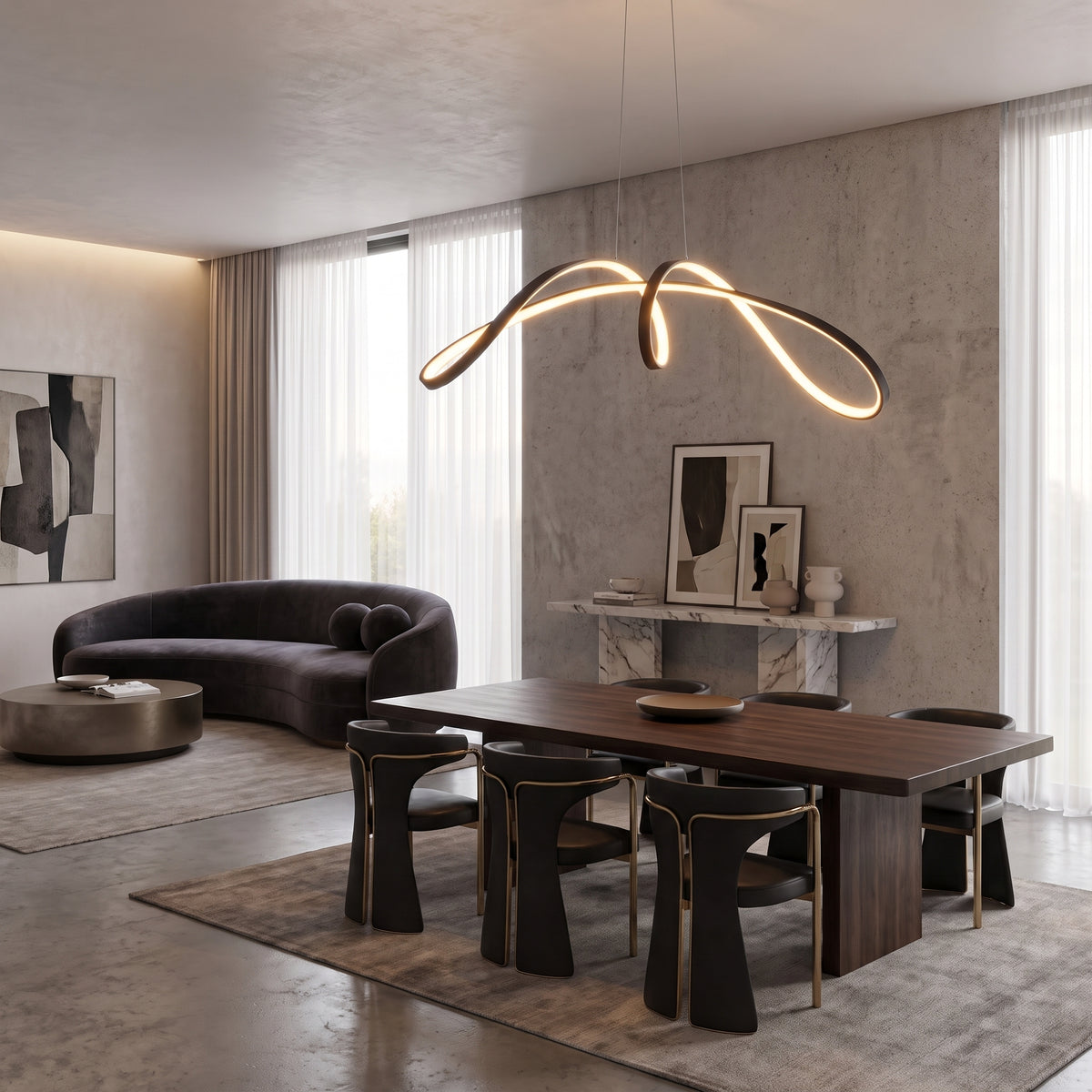 Suspension en spirale pour table de cuisine