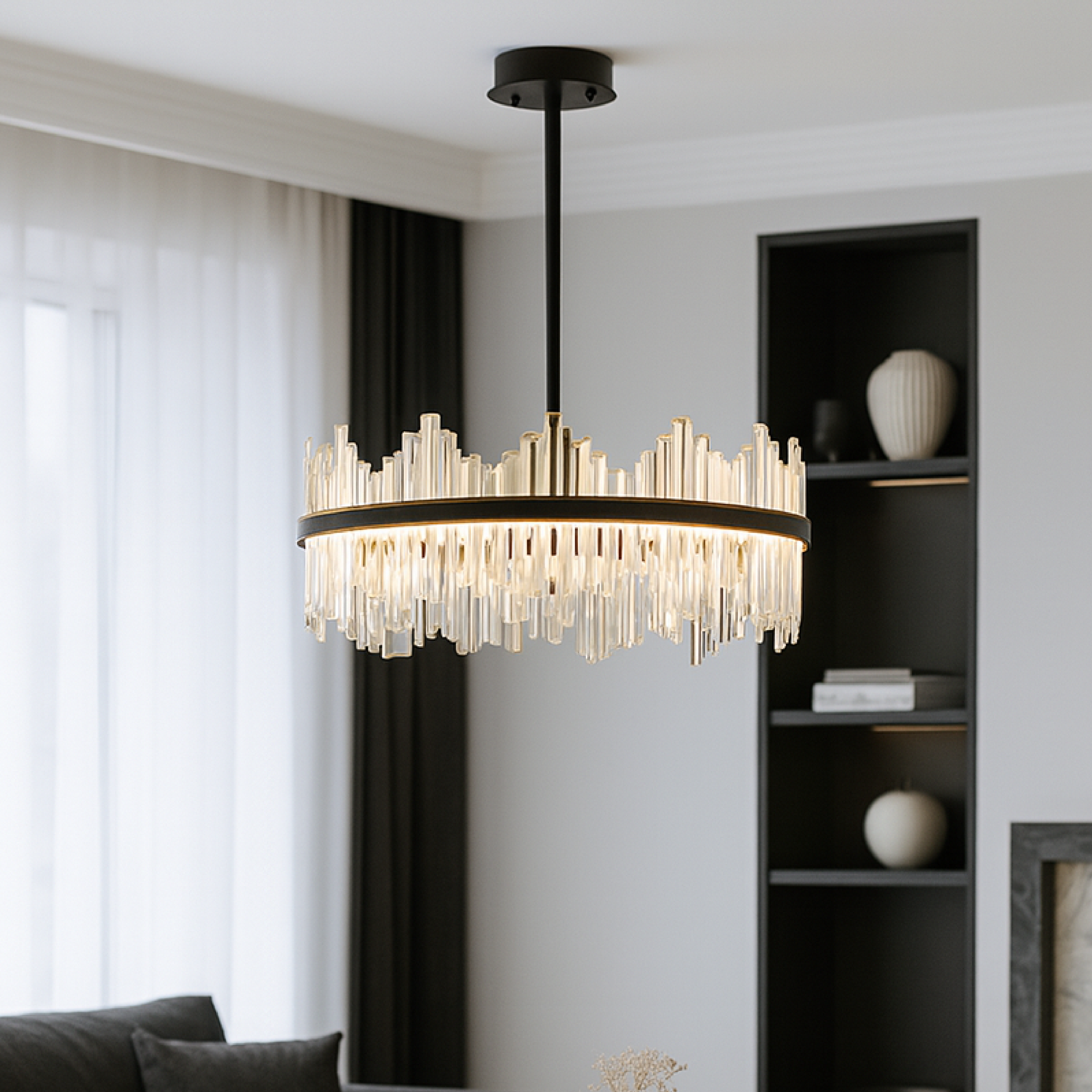 Żyrandol Terri Crystal w kolorze czarnym