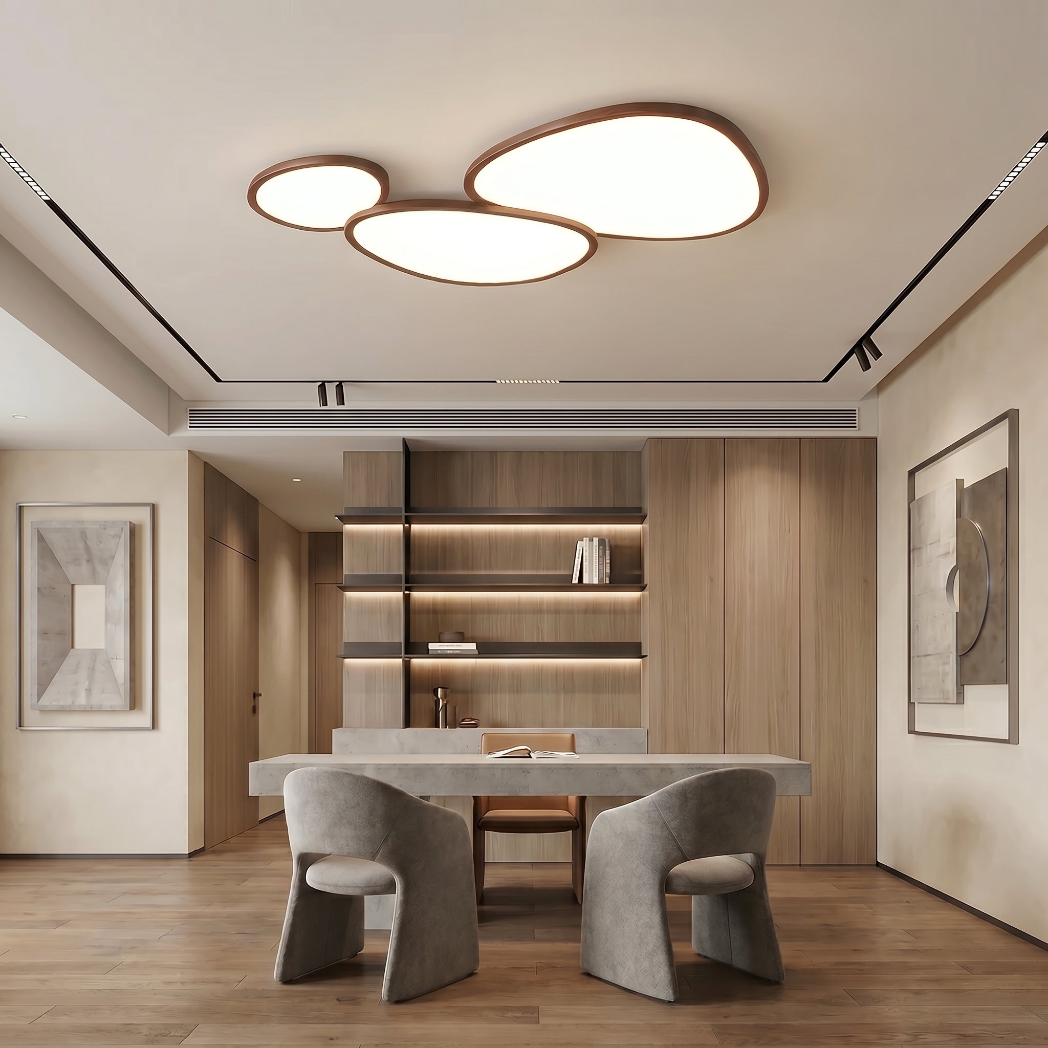 Ultra Thin Dark Wooden Ceiling Light