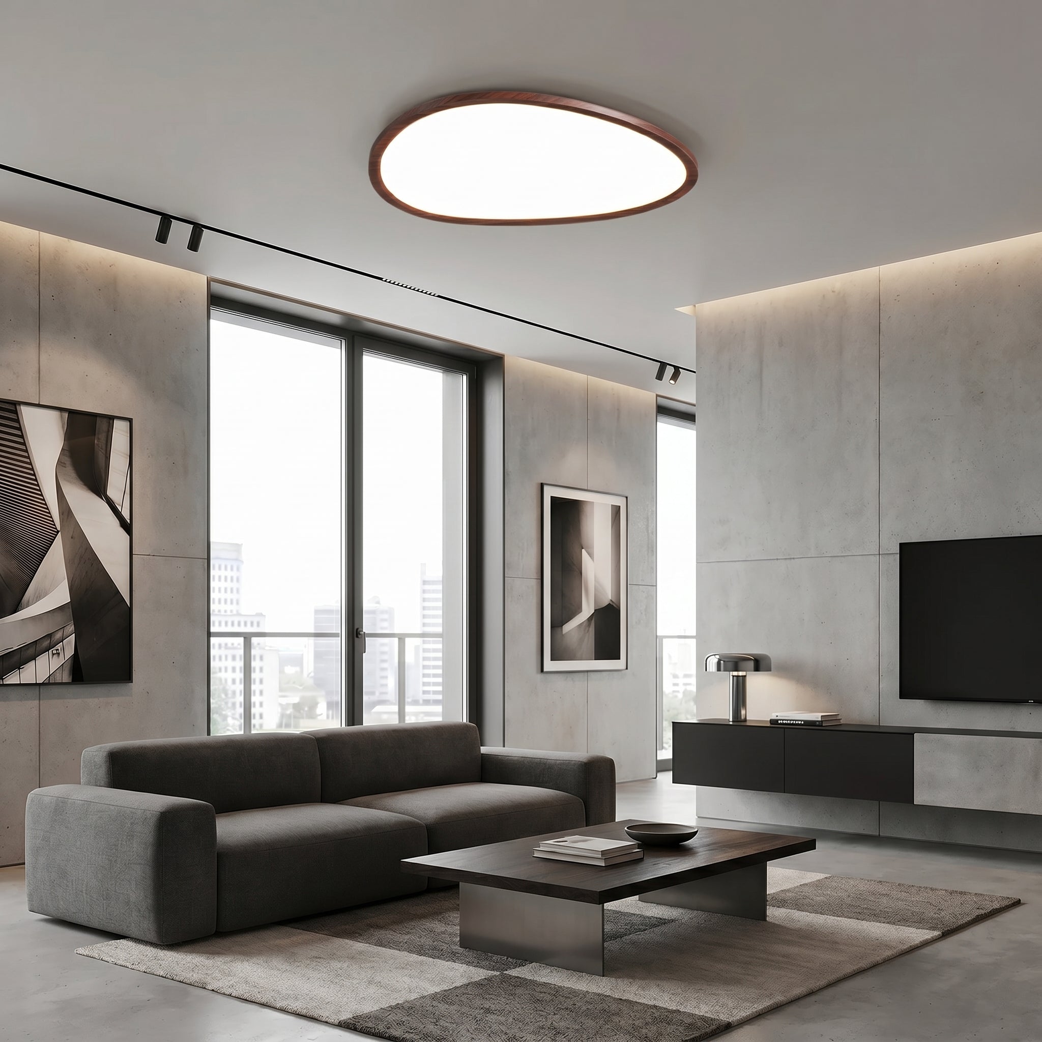 Ultra Thin Dark Wooden Ceiling Light