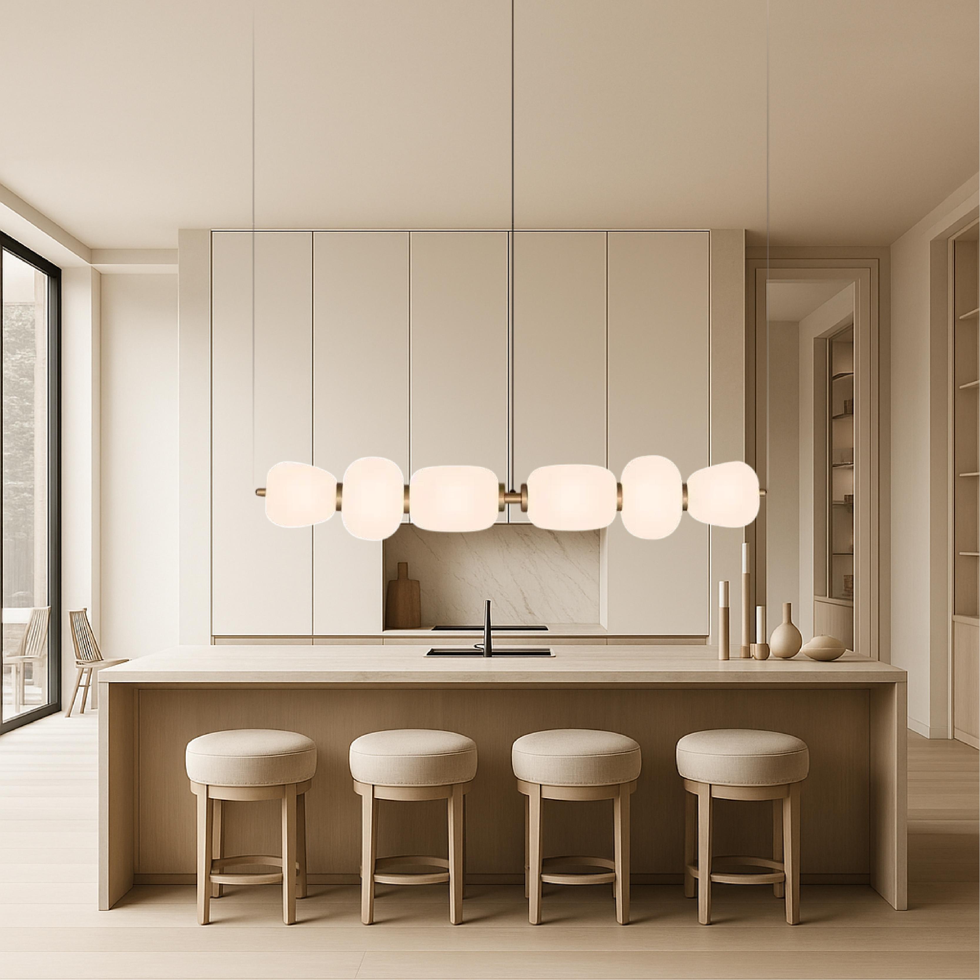 Suspension de bar en verre blanc